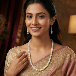 Traditional white pearl (moti) necklace set