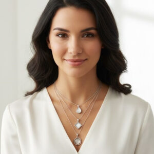 Stylish silver-plated floral and geometric pendants