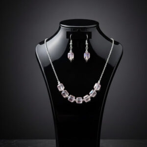 Sliver Plated Artificial Stones Studded Jewellery Set